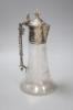 A late Victorian electroplate mounted etched glass claret jug                                                                                                                                                               