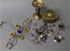 Mixed costume jewellery including silver cufflinks, a necklace, earrings, trinket box, etc.                                            