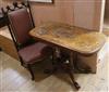 A Victorian marquetry inlaid walnut card table and a rosewood prie dieu chair Card table W.98cm                                        