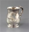 A George II provincial silver mug by John Elston Junior, 6 oz.                                                                         