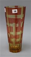 An Art Deco amber and cranberry vase height 30.5cm                                                                                     