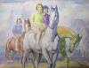 Harold Dearden (1888-1962), oil on canvas, Sketch of women riding horses, 27 x 34cm                                                                                                                                         