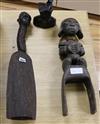 A Ghana tribal figure, a bell and a bust tallest 22cm                                                                                  