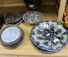 A collection of Art pottery plates and dishes, signed                                                                                  