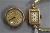 Two lady's 9ct. gold wrist watches.                                                                                                    