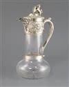 A late Victorian silver mounted glass claret jug, by Horace Woodward & Co Ltd, 28.8cm.                                                 