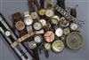 A group of assorted wrist watches including Titus and military and three silver watches.                                               