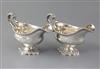 A pair of George III silver pedestal sauceboats by William Skeen, 29.5 oz.                                                             