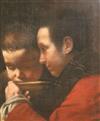 18th century Bolognese School Mother and son feeding from a dish 18 x 15in., unframed                                                  