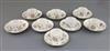 A set of eight Meissen small tea bowls and covers, 19th century, saucers 11.5cm diameter                                               