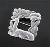 An Arno Malinowski for Georg Jensen sterling silver square squirrel and deer brooch, no. 318, 1933-1944 mark, 37mm.                    