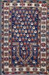 A Caucasian blue ground prayer rug, 4ft 10in by 3ft 5in.                                                                               