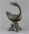 A Chinese bronze 'duck' censer and cover, late Ming dynasty, H.28cm                                                                    