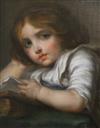 Follower of Jean-Baptiste Greuze (1725-1805) Young girl reading 15.25 x 12.25in.                                                       