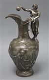 An Art Nouveau Etain pewter figural vase, signed H.Huppe, height 32.5cm                                                                