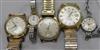 Three gentleman's wrist watches including Witt & Cyma & two lady's wrist watches.                                                      