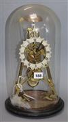 A Victorian brass skeleton clock under glass dome H approx 40cm (overall)                                                              