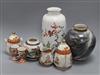 A group of Japanese ceramics, including a grey-ground dragon vase by Fukugawa,                                                         
