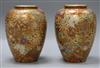 A pair of early 20th century Japanese Satsuma pottery vases H.18cm                                                                     