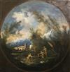 Follower of Alessandro Magnasco (1667-1749) Figures in stormy landscapes 29 x 29in., unframed                                          