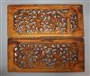 A set of four Chinese carved wood panels                                                                                               