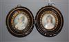 A pair of 19th century oval miniatures of the Ogle Sisters, Northumberland                                                             