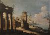 Follower of Michele Marieschi (1710-1743) Capriccio landscape with a Venetian port 20 x 28in.                                          