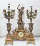 A French onyx and spelter figural clock garniture 66cm                                                                                                                                                                      