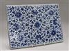 A Chinese blue and white large rectangular tile, 34.5 x 25.5cm                                                                         