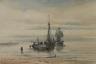 Albert Ernest Markes (1865-1901), watercolour, 'Fishing boats unloading the catch', signed and dated 1886, 18 x 27cm                                                                                                        