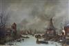 A. Douglas, oil on canvas, Dutch winter landscape, 61 x 91cm, unframed                                                                 