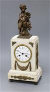 A white marble gilt mounted mantel clock with putti surmount height 39cm                                                               
