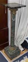 A variegated green marble serpentine and ormolu pedestal H.112cm                                                                       