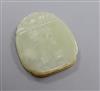 A 19th century Chinese pale celadon jade plaque                                                                                        