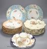 Two sets of six Limoges dessert plates, three English porcelain ribbon plates, an Alfred Pearce Aynsley dessert plate and a Worcester cup and saucer                                                                        