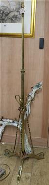 A W. Benson style copper and brass telescopic lamp stand                                                                               