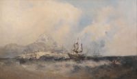 William McAlpine (fl.1820-1883) Shipping off the coast of Hong Kong 29 x 49.5in.                                                       