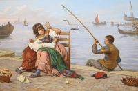 Antonio Ermolao Paoletti (1833-1912) 'Catching a farter' 15.5 x 23in.                                                                  