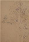 Walter Sickert (1860-1942) Figures in vignette "Cafe Suisse" 12 x 8.5in.                                                               