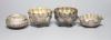 A pair of Indian white metal bowls, diameter 96mm and two similar bowls                                                                                                                                                     