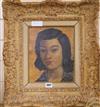 Follower of Andre Derain, oil on canvas, portrait of a young lady, bears signature, 10.5 x 8.5in.                                      