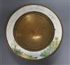 An Elkington gilt brass dish, with a Royal Worcester porcelain rim diameter 32.5cm (a.f.)                                              