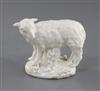 A rare Derby 'Dry-Edge' figure of a lamb, c.1750-5, l.10.5cm, one ear restored                                                         