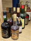 Four assorted whiskies including Teachers, three cognac and four brandys                                                               