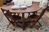 A teak hexagonal garden table and four John Lewis folding garden chairs 150cm                                                          