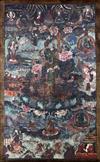 A Tibetan painted silk thangka of Green Tara, early 20th century, 72 x 45cm excl. borders                                              