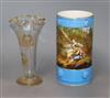 A French porcelain sleeve vase and a French glass vase Tallest 21cm                                                                    