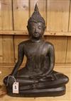 A large Thai bronze seated figure of Buddha                                                                                            