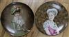 Two Creil Montereau B & Co. painted portrait dishes diameter 36cm                                                                      