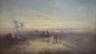 A. Clayton, oil on board, Egyptian landscape with pyramids in the distance, 35 x 61cm                                                                                                                                       